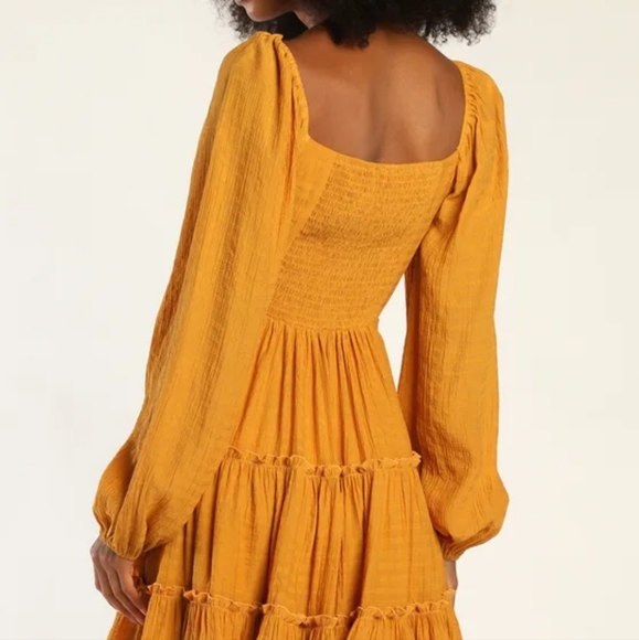 Lulu's Yellow Ruffled Mini Dress - Picture 2 of 4